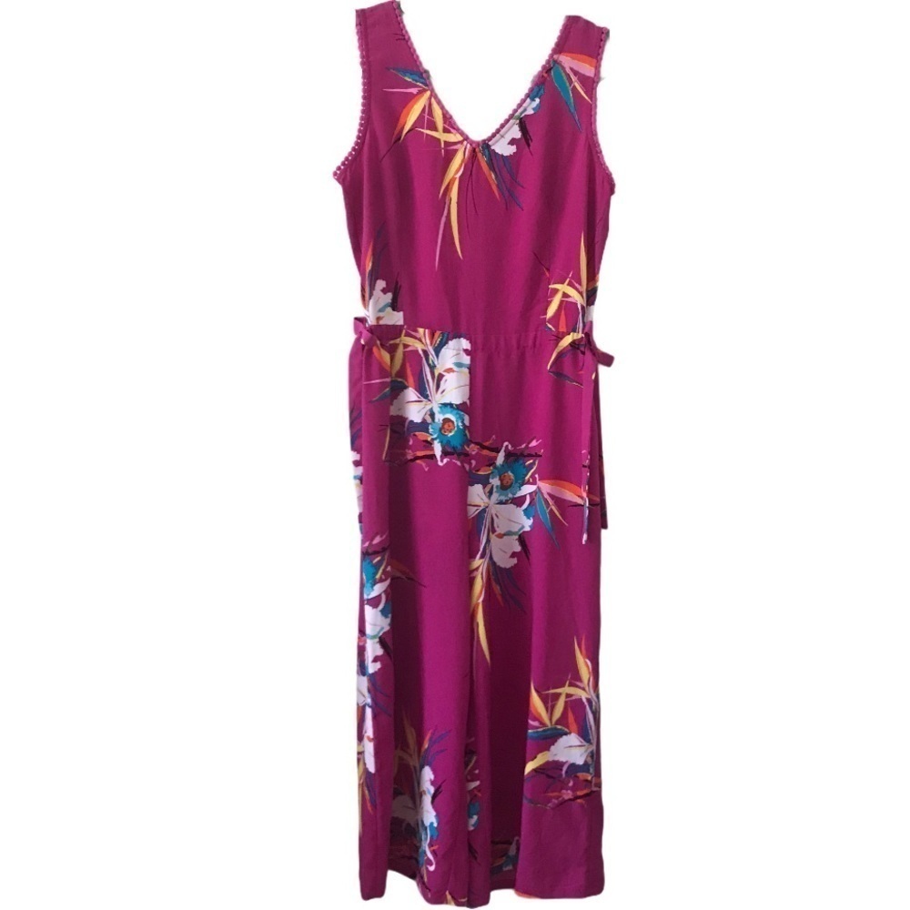 JASMINE & JULIANA Floral Pink Fucsia Romper Birds of Paradise Jumpsuit